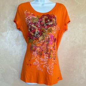 Orange Floral Women's Top